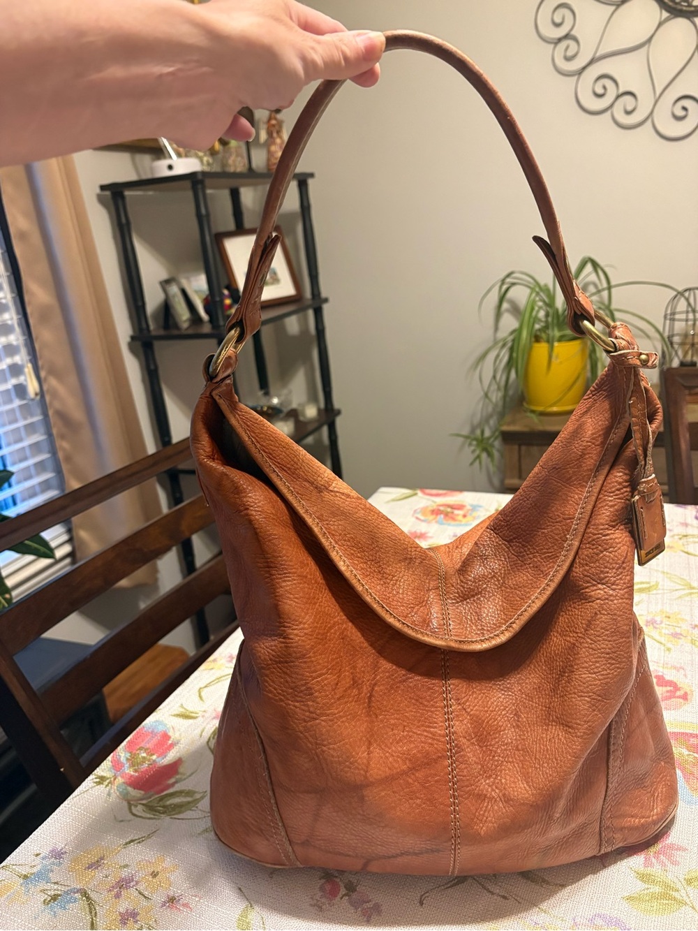Frye Cognac Leather Slouch Hobo